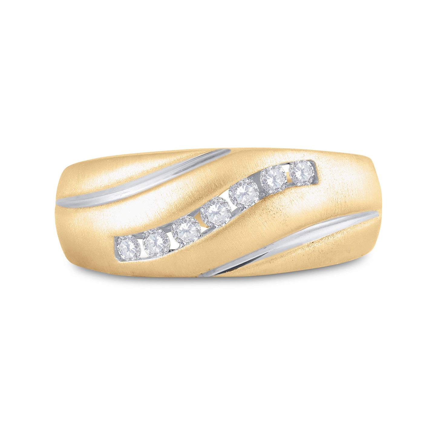 14K Yellow Gold Mens Round Diamond Band Ring 1/4 Cttw, Mens Size: 7-13