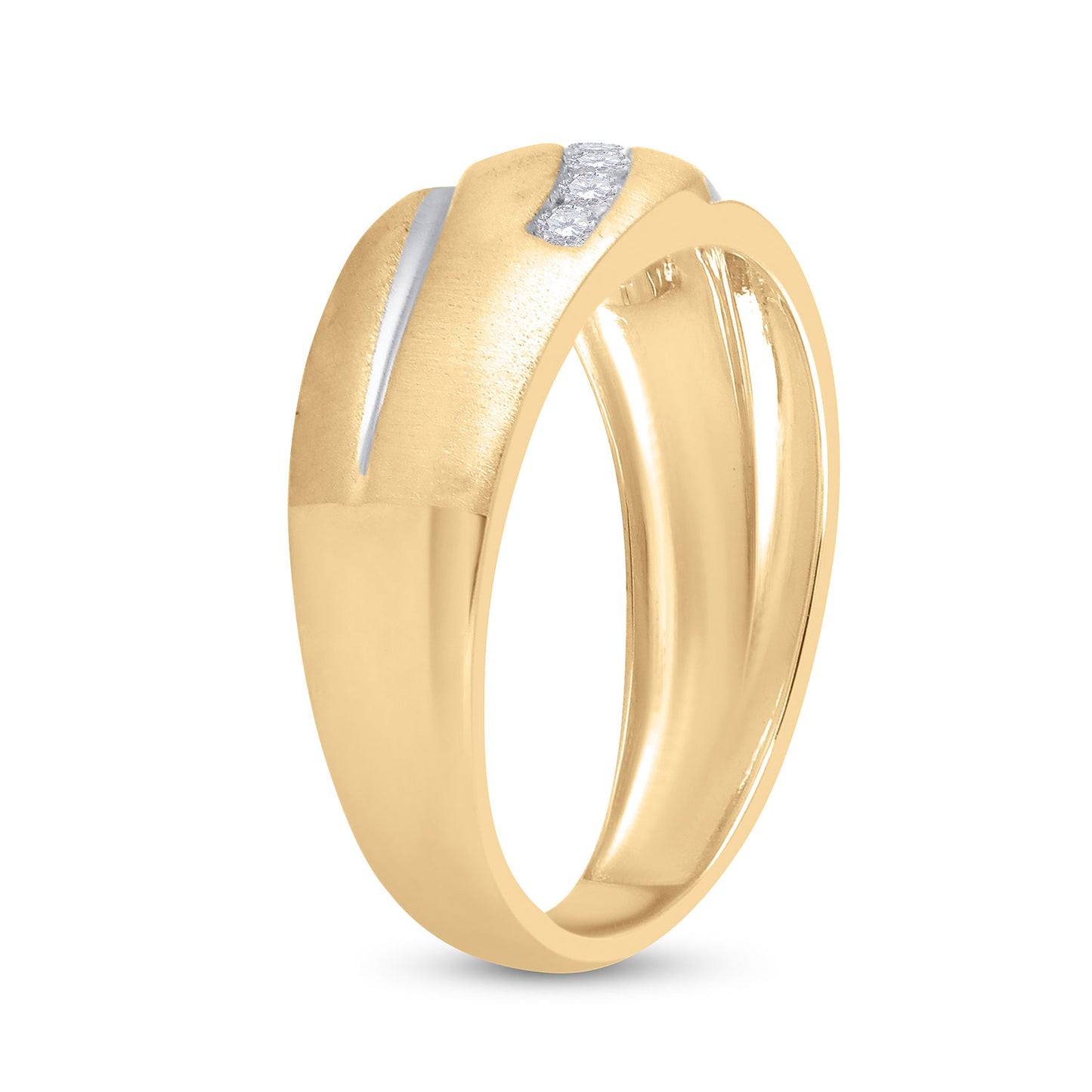 14K Yellow Gold Mens Round Diamond Band Ring 1/4 Cttw, Mens Size: 7-13