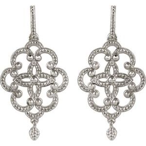 Sterling Silver & 14K White Gold Granulated Earring