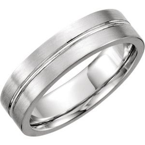 14K White Gold 6 Mm Polished Grooved Band Size 13