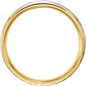 14K Yellow/White/Yellow Gold 6 Mm Polished Design-Engraved Comfort-Fit Band Size 6.5
