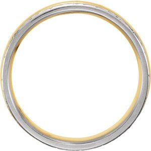 14K White/Yellow/White Gold 6 Mm Polished Design-Engraved Comfort-Fit Band Size 8