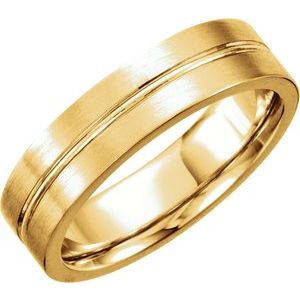 14K Yellow Gold 6 Mm Polished Grooved Band Size 12