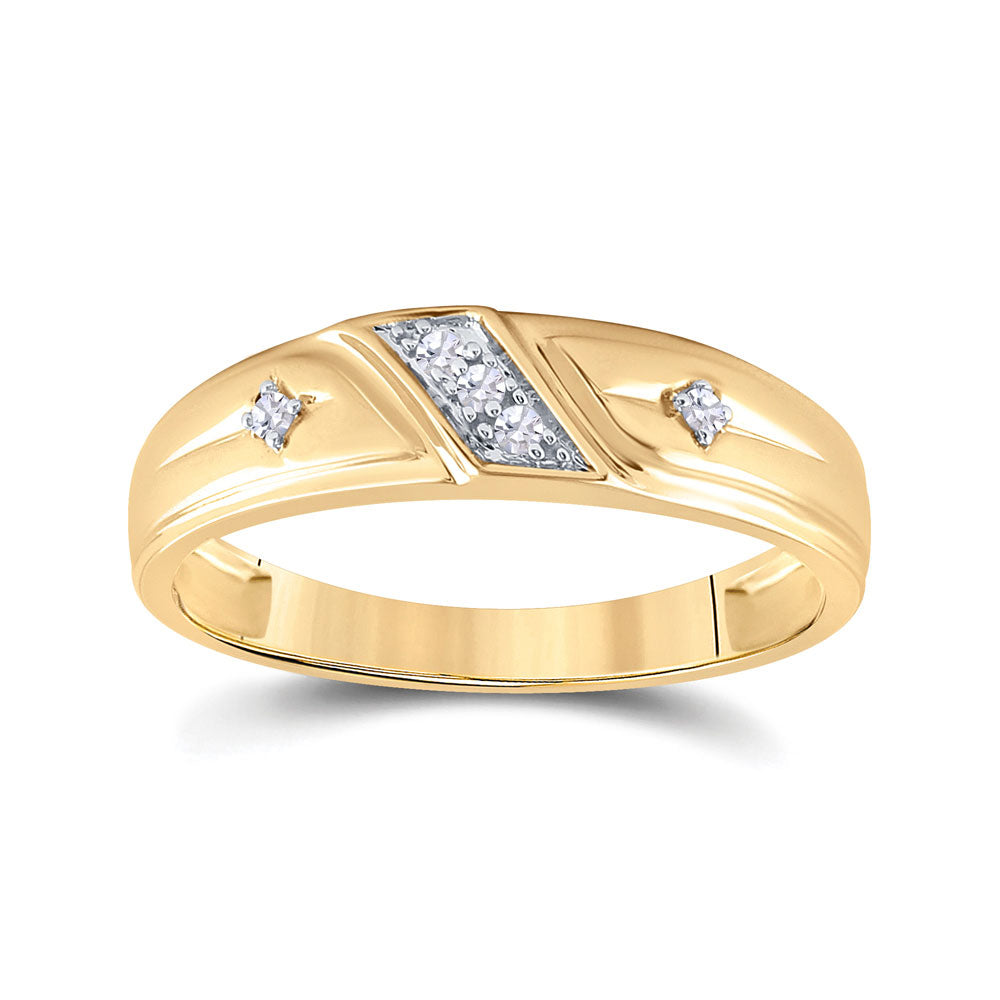 14K Yellow Gold His Hers Round Diamond Cross Matching Wedding Set 1/5 Cttw, Womens Size: 5-10, Mens Size: 7-13