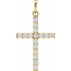 14K Yellow or Rose Gold Or Sterling Silver Round 1.2Mm I1, G-H Polished 1/10 Ctw Natural Diamond Cross Pendant
