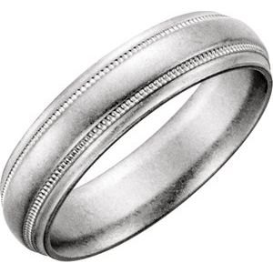 14K White Gold 6 Mm Polished Comfort-Fit Milgrain Band Size 9.5