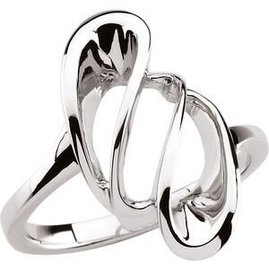 14K White Gold Polished Freeform Ring Size 6