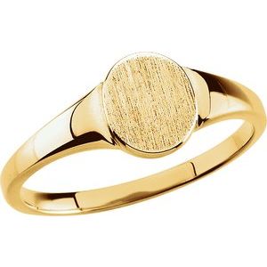 14K Yellow Gold 3 Oval 7.25 X 5.75 Mm Brush Polished Signet Ring Size 3