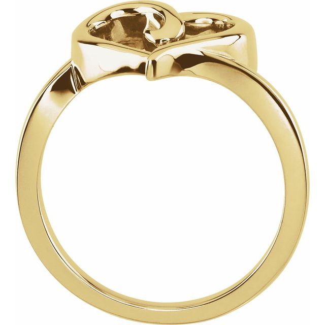10K Yellow Gold Polished Open Heart Ring, Size 7