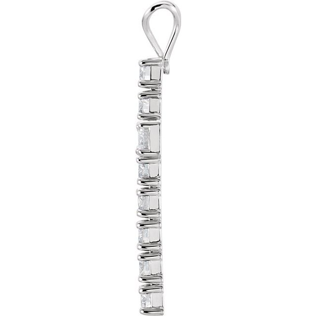 14K White Gold Round  3Mm  Si1-Si2, G-H Polished 1 1/4 Ctw Lab-Grown Diamond Cross Pendant