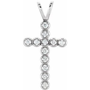 14K Yellow Or White Gold Round 1.3Mm Gh Si1-Si2 Lab Grown Diamond Cross Pendant