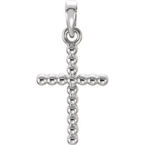 Sterling Silver 13.5 X 9.4 Mm Polished Beaded Cross Pendant