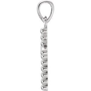 Sterling Silver 13.5 X 9.4 Mm Polished Beaded Cross Pendant