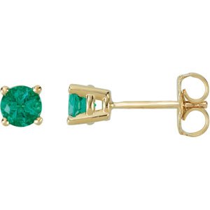 14K Yellow Gold Round 4 Mm Earrings