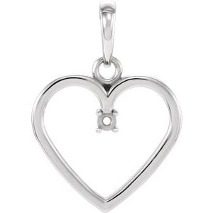Sterling Silver Round 2Mm Heart Pendant Mounting