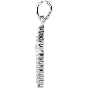 14K White Gold 13.5 X 8.6 Mm Polished Rope Cross Pendant