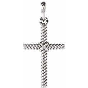 Sterling Silver 17.5 X 11.3 Mm Polished Rope Cross Pendant