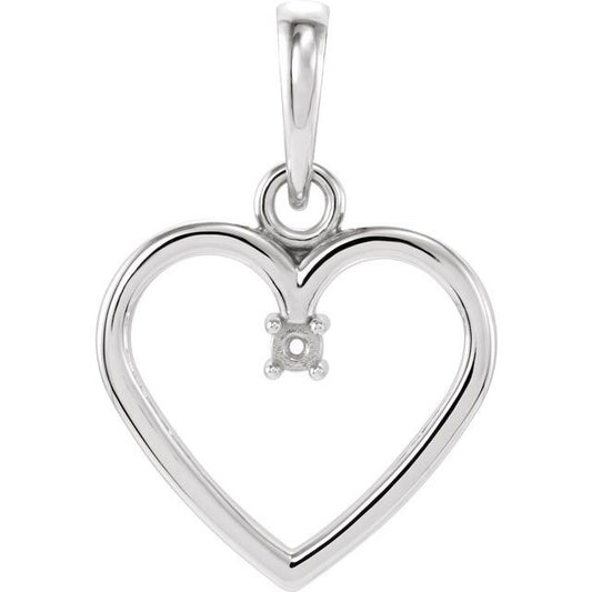 10K White Gold Round 1.5Mm :: 0.015 Ct Polished Heart Pendant Mounting