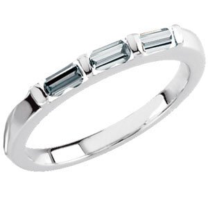 Platinum Straight Baguette 4.5 X 2 Mm Polished 1/3 Ctw Natural Diamond Band Size 6