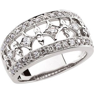 14K White Gold Polished 1/2 Ctw Natural Diamond Ring Size 6
