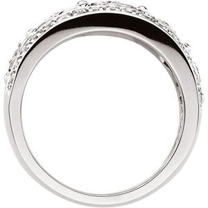 14K White Gold Polished 1/2 Ctw Natural Diamond Ring Size 6