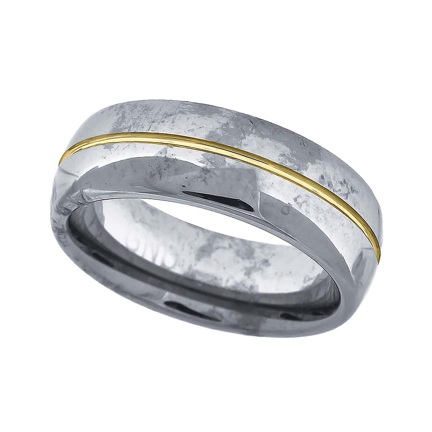Tungsten Gold-tone Center Grooved Highly Shiny Mens Comfort-fit 8mm Sizes 7 - 14 Bridal Anniversary Engagement Wedding Band