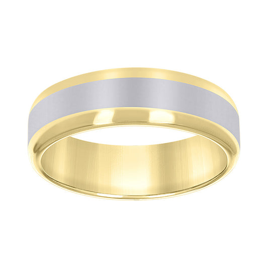 Tungsten Gold-tone Mens Comfort-fit 8mm Sizes 7 - 14 Wedding Band with Silver-tone Center