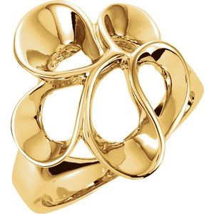 10K Yellow Gold Polished Freeform Ring Size 6