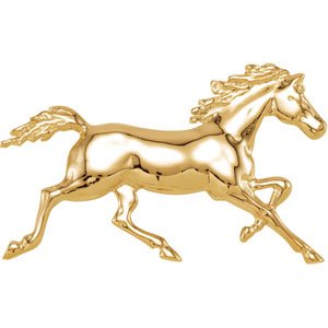 14K Yellow Gold 27.3 X 42.2 Mm Polished Standardbred Trotter Pendant