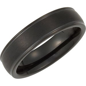 Tungsten 6 mm Flat-Edge Grooved Comfort-Fit Half-Round Band Size 8.5