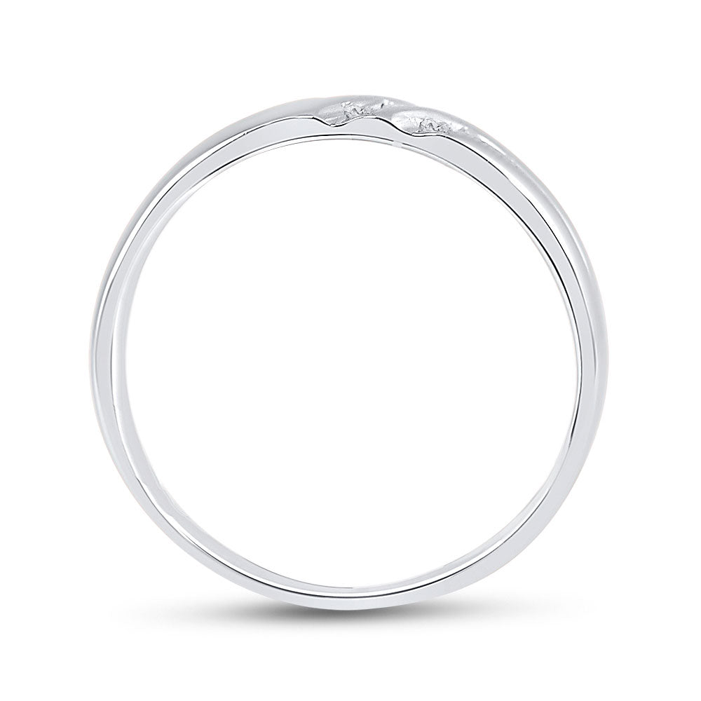 14K White Gold Mens Round Diamond Wedding Band Ring 1/8 Cttw, Mens Size: 7-13