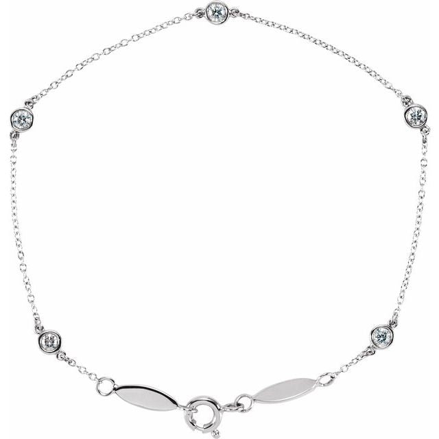 14K Yellow Or White Gold Round  2.5Mm  Vs, F+ 7 In Polished Station Bracelet