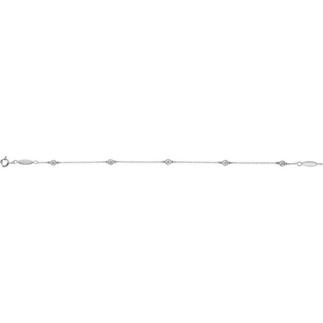 14K Yellow Or White Gold Round  2.5Mm  Vs, F+ 7 In Polished Station Bracelet