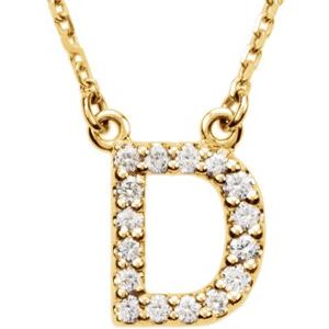 14K Yellow Gold Initial D Round 1.2 Mm G-H I1 1/8 Ctw Natural Diamond Necklace, Length: 16 In