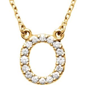 14K Yellow Gold Initial O Round G-H I1 1/6 Ctw Natural Diamond Necklace, Length: 16 In