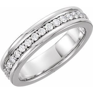14K White Gold Round 1.7 Mm 5 Mm Si2-Si3, G-H Polished 3/4 Ctw Natural Diamond Comfort-Fit Band Size 11
