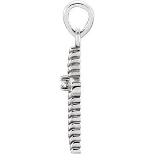 14K White Gold Round 1.5Mm G-H I1 .015 Ctw Natural Diamond Cross Pendant