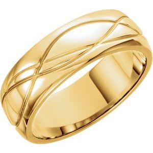 14K Yellow Gold Grooved Design Band Size 8