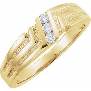 14K Yellow Or White Gold Natural Diamond Three-Stone Band