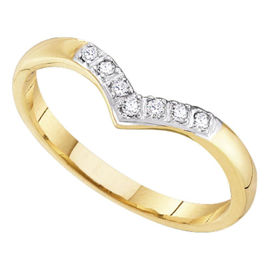 14K Yellow Gold Womens Round Diamond Chevron Band Ring 1/20 Cttw, Womens Size: 5-10