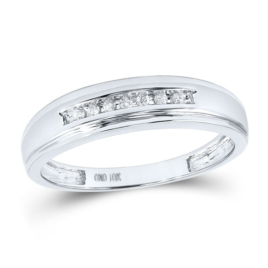 10K White Gold Mens Round Diamond Wedding Band Ring 1/12 Cttw, Mens Size: 7-13