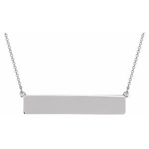 14K White Gold 34 X 6 Mm 19 1/2 In Polished Be Posh Engravable Rectangle Necklace