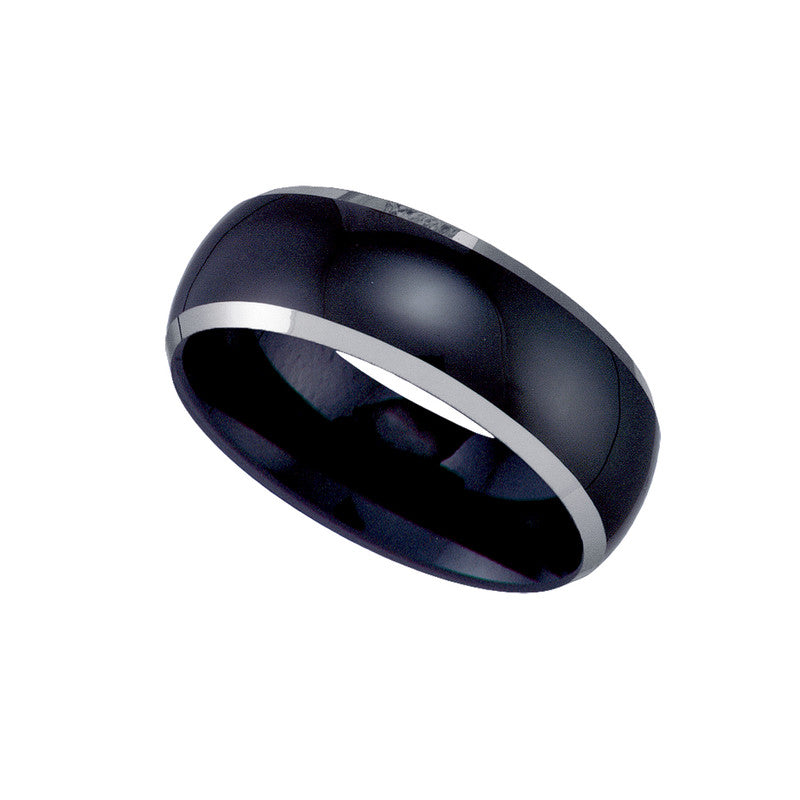 Tungsten Black Dome Mens Comfort-fit 8mm Sizes 7 - 14 Wedding Band