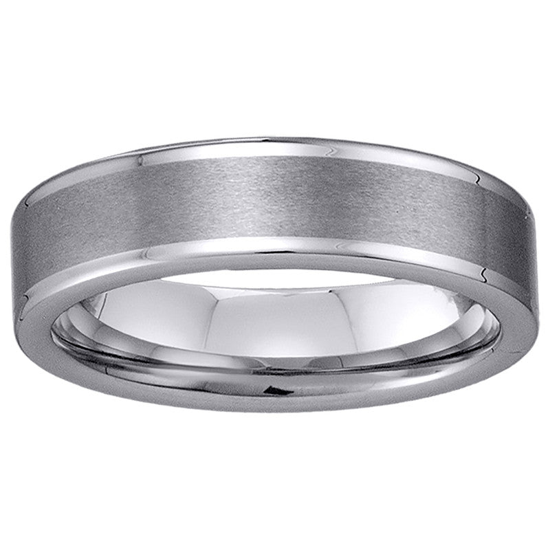 Tungsten Brushed Center Plain Mens Comfort-fit 6mm Sizes 7 - 15 Wedding Band