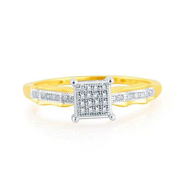 10K Yellow Gold 0.10 Cttw Round Micro Pave Diamonds Ladies Ring