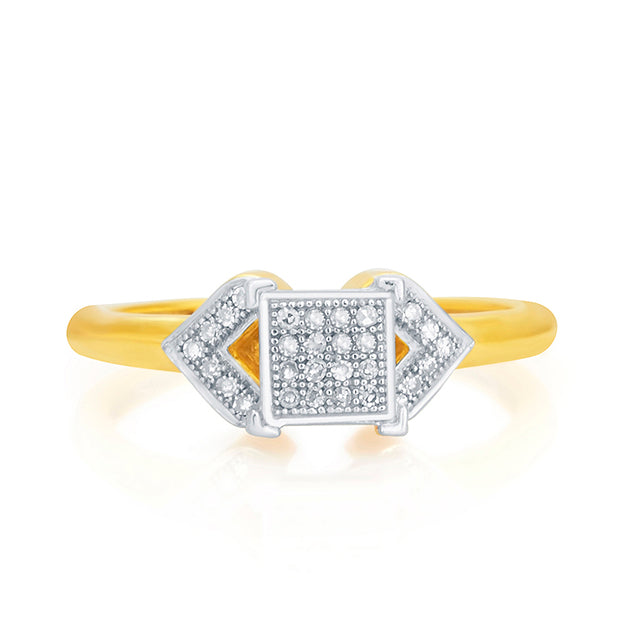 10K Yellow Gold 0.10 Cttw Round Micro Pave Diamonds Ladies Ring