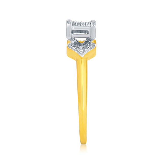 10K Yellow Gold 0.10 Cttw Round Micro Pave Diamonds Ladies Ring