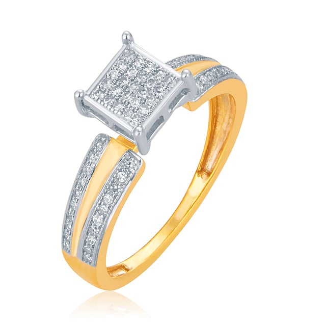 10K Yellow Gold 0.19-0.20 Cttw Round Micro Pave Diamonds Ladies Ring
