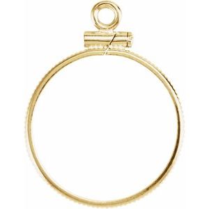 14K Yellow Gold 19x1.5 mm Polished Screw-Top Coin Edge Coin Frame Bezel Dangle