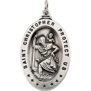 Sterling Silver 29 X 20 Mm Polished St. Christopher Medal